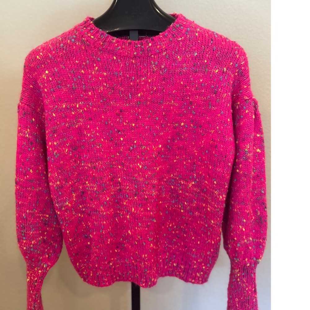 MAINSTRIP Pink Speckled Confetti Knit Crew Neck‎ Long Sleeve Sweater S